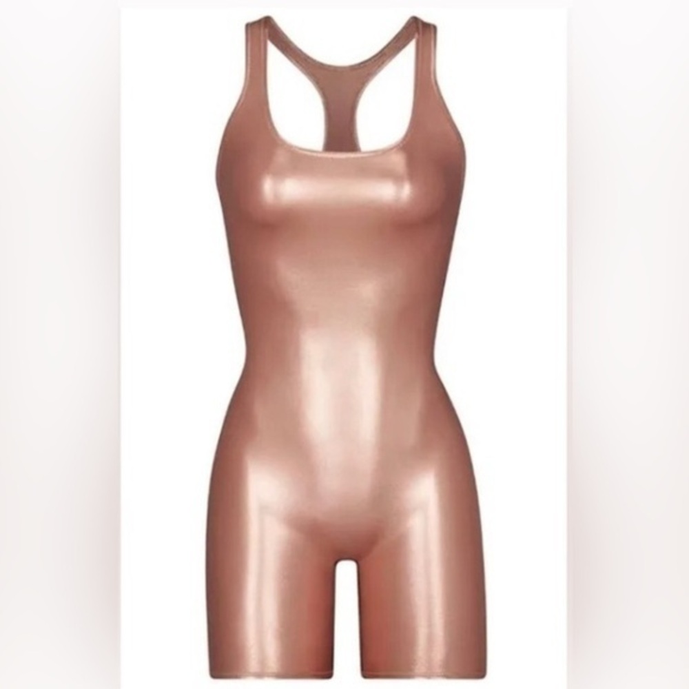 Skims  Swim Metallic Rose Gold Bodysuit